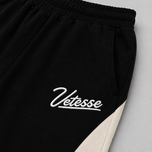 Cotton Fleece Black Baggy Trouser