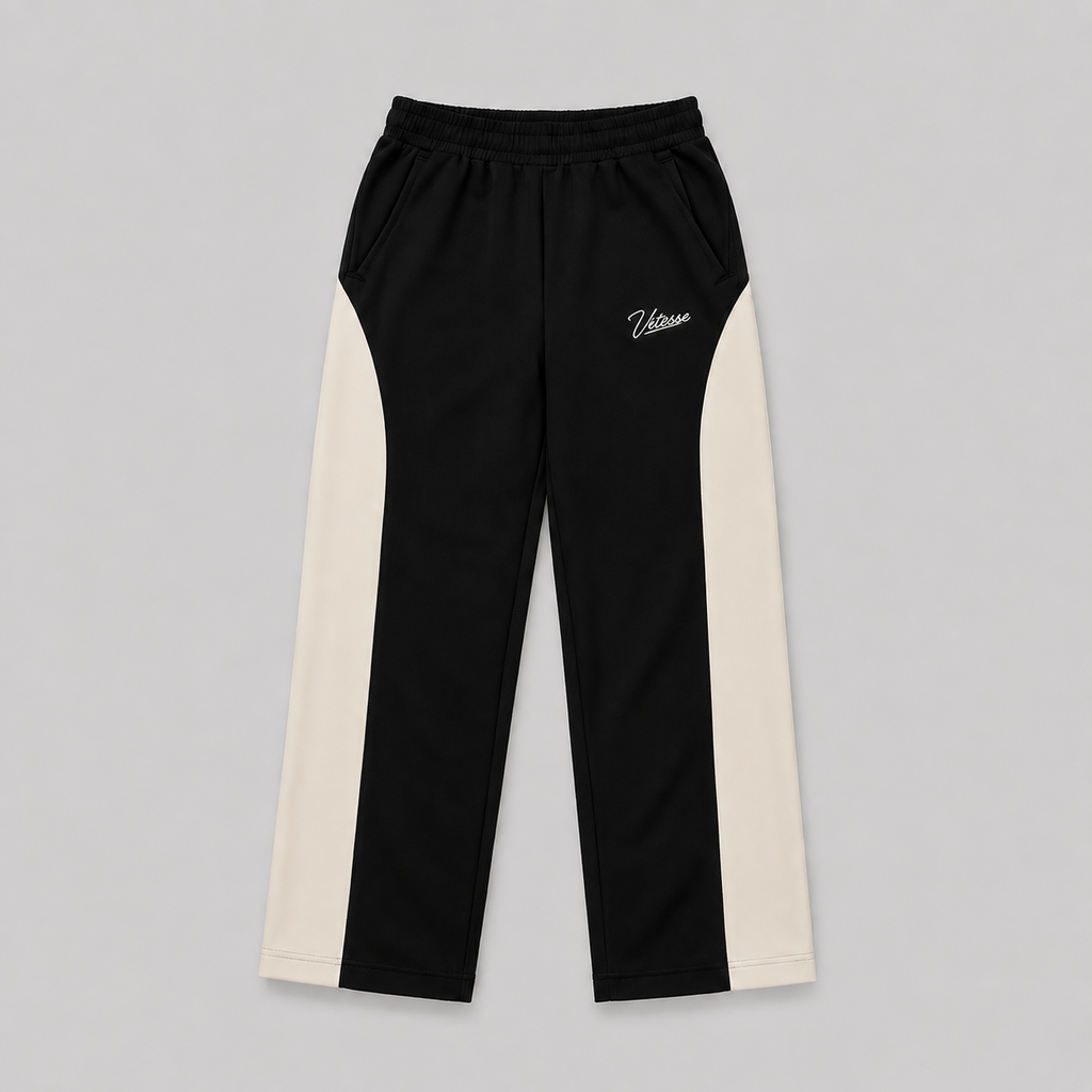 Cotton Fleece Black Baggy Trouser