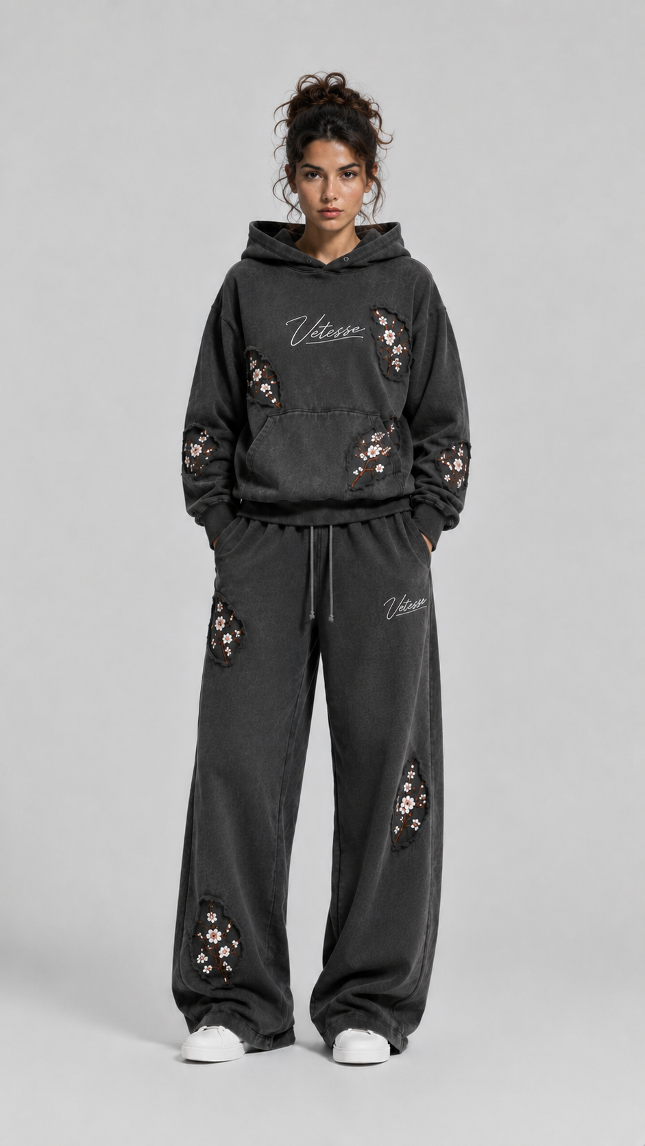 Cherry Blossom Damage Baggy Track Suit