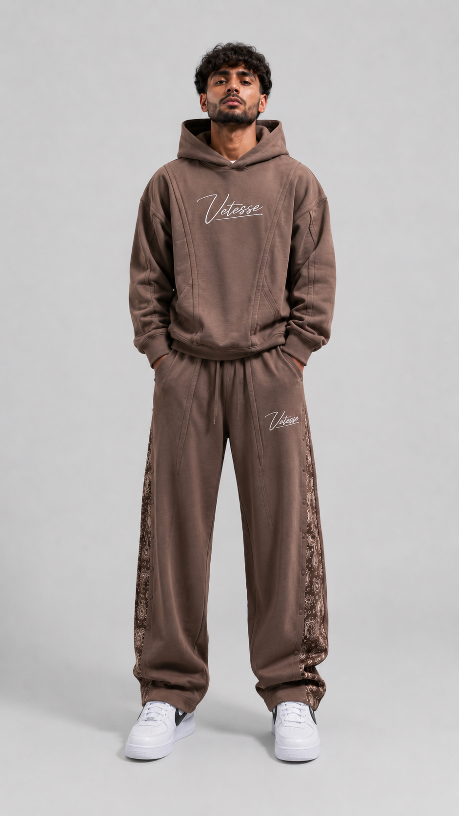 Panelled Seam-Detail Oversized Hoodie