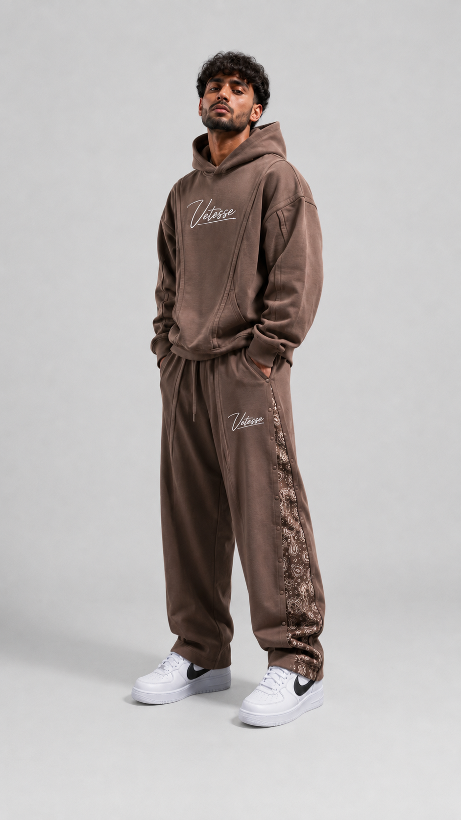 Panelled Seam-Detail Oversized Hoodie