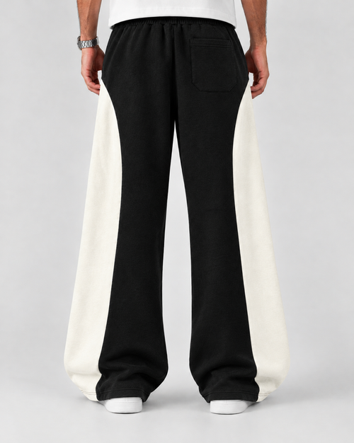 Cotton Fleece Black Baggy Trouser